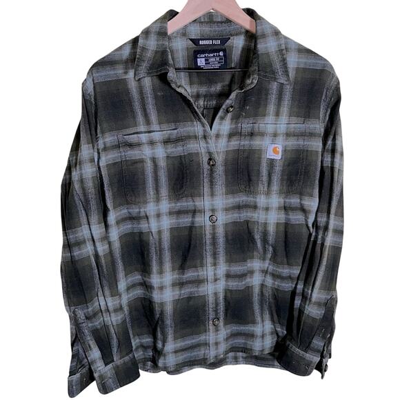 CARHARTT rugged flex casual flannel button down L - Picture 1 of 5